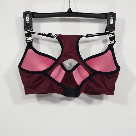 PINK Victoria's Secret    Burgundy Racerback  Ultimate Push-up Underwire Bra - Picture 2 of 3